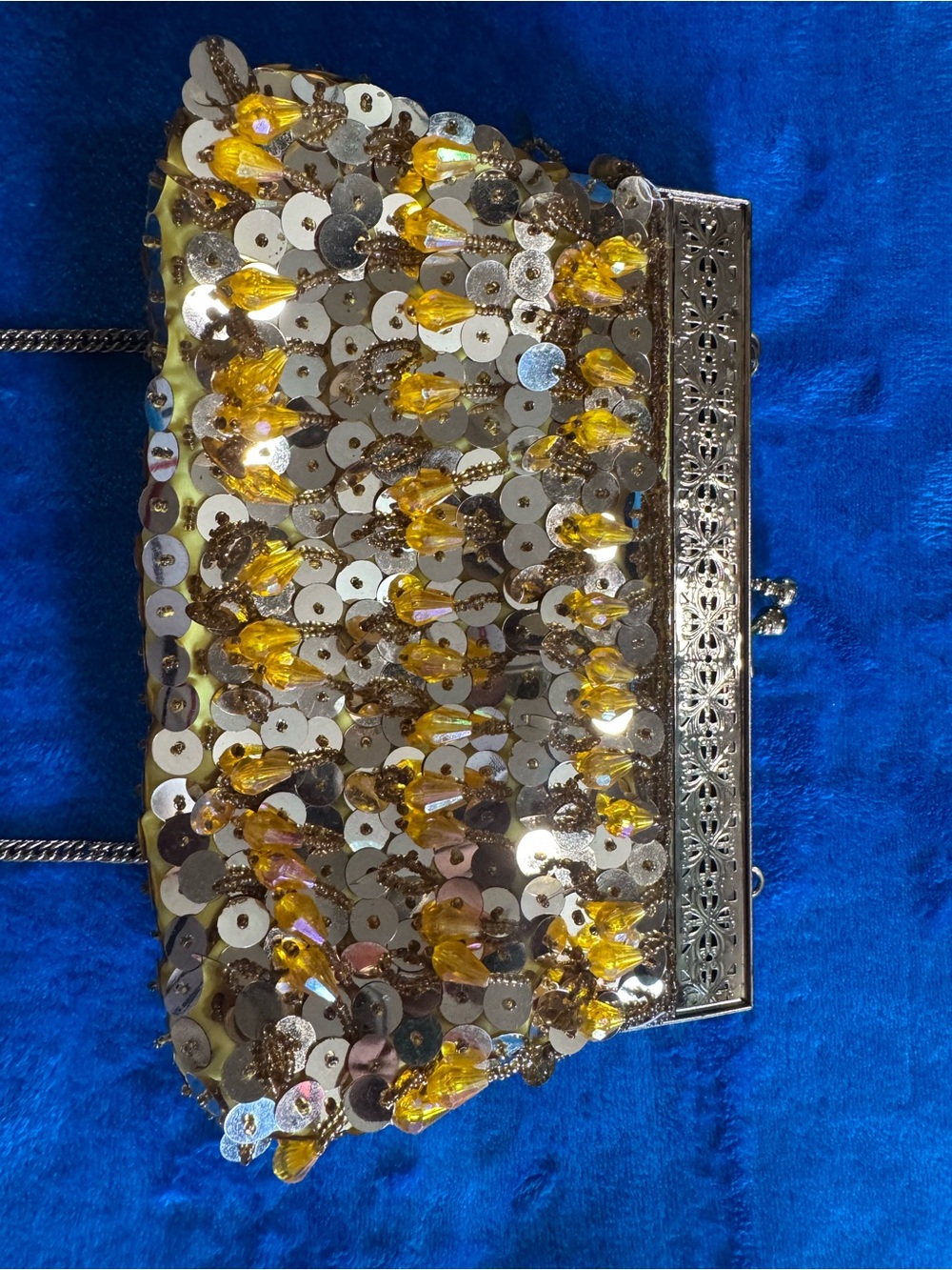 Vintage Yellow Sequin Beaded Evening Clutch - Picture 8 of 8